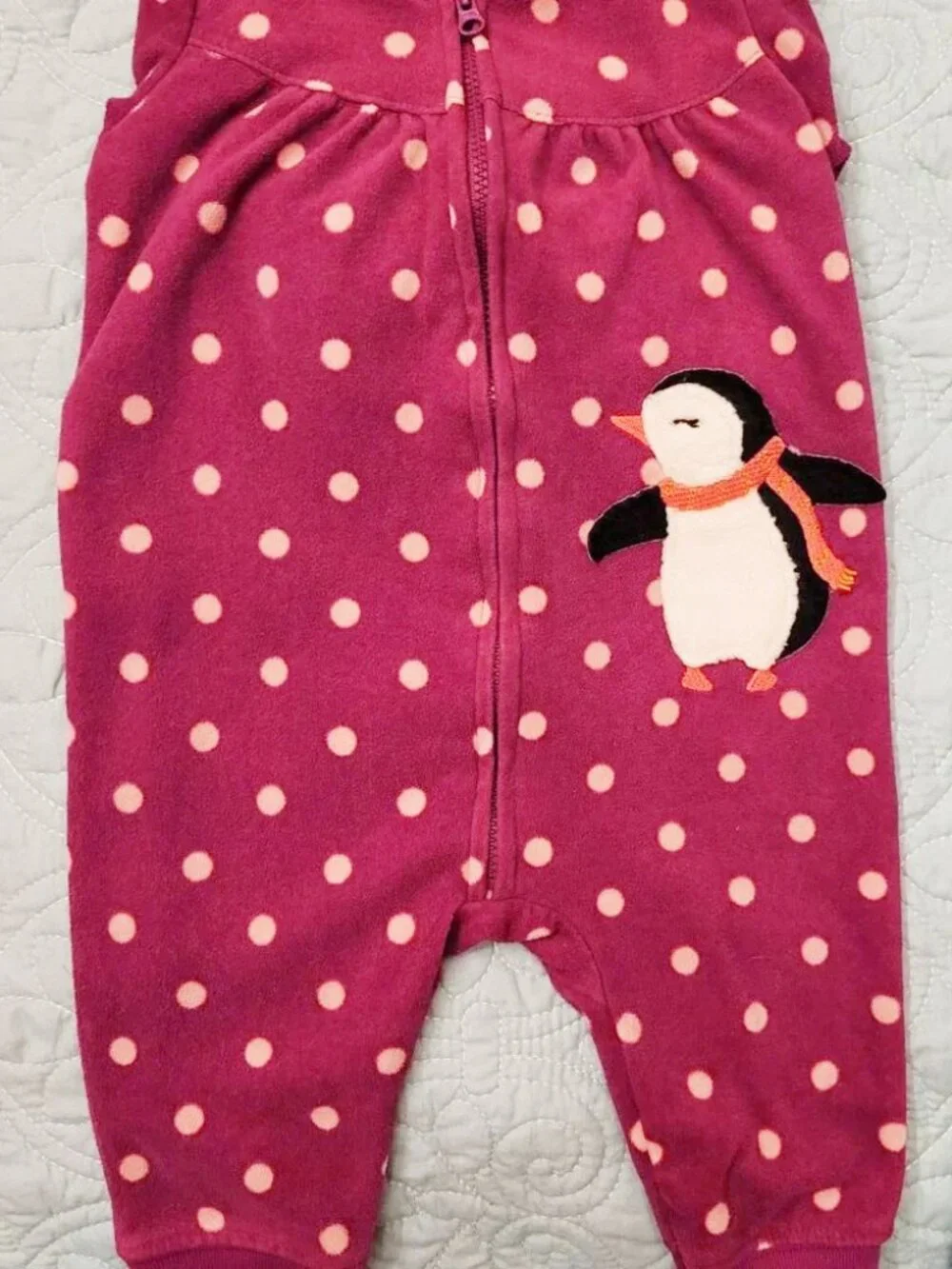 Carter's Child of Mine Raspberry Fleece 4-Season Sleep & Play Polka Dots 3- 6 m
